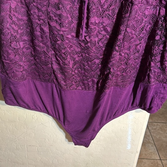 Torrid‎ Bodysuit 5/5X Purple Corset Seamed Tie Up Sleeveless Scoop Neck Snap - Picture 3 of 10